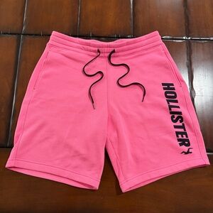 Hollister Pink Fleece Shorts logo